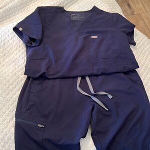 Figs Navy Blue Track Pants & Joggers